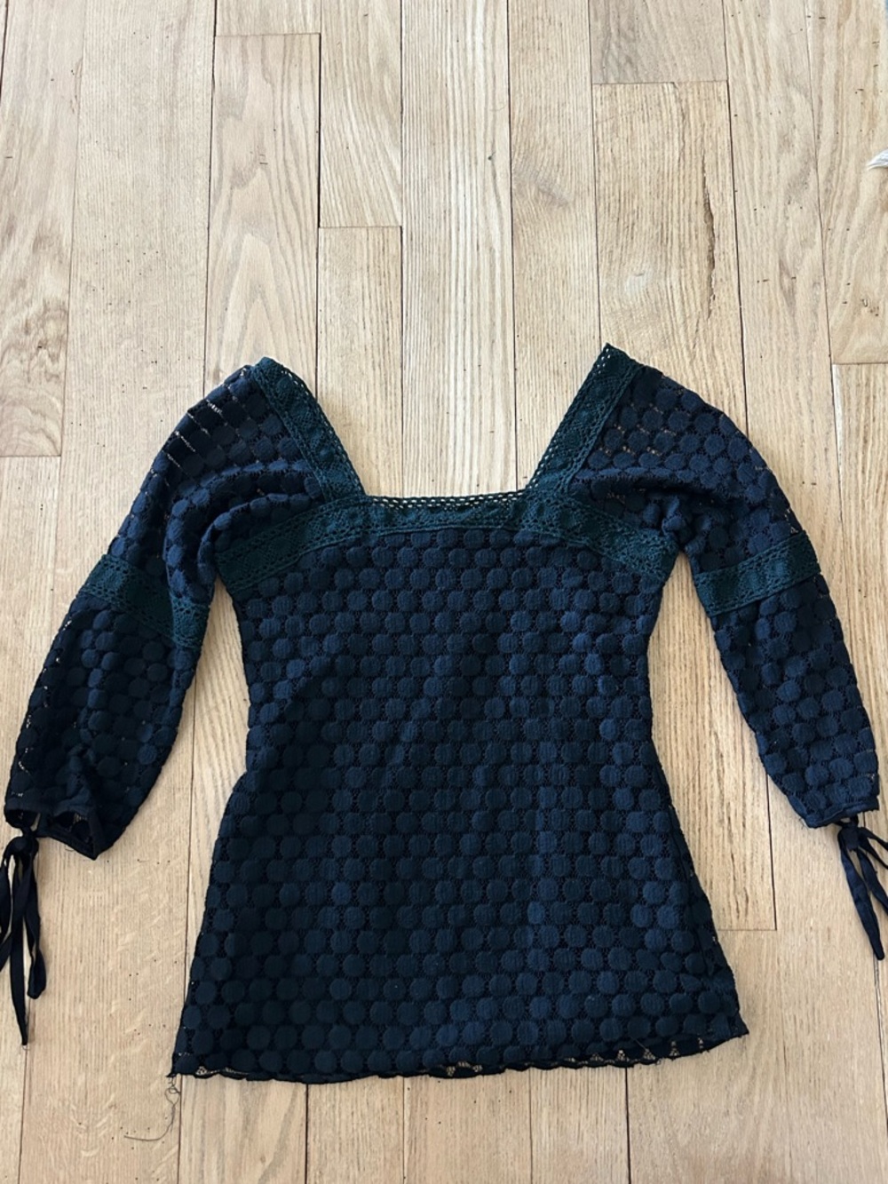 Solitaire Anthropologie Black Lace Top with Black Lining